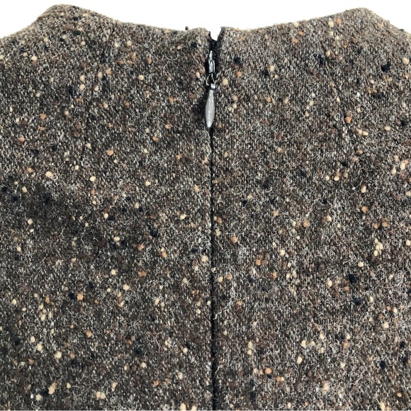 Vintage Vera Wang Autumn Brown Tweed Cap Sleeve Alpaca Wool Sheath Dress 6 EUC - Picture 4 of 8